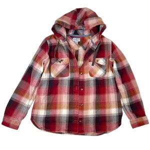 Carhartt Women’s Red Plaid Hooded Shirt size L